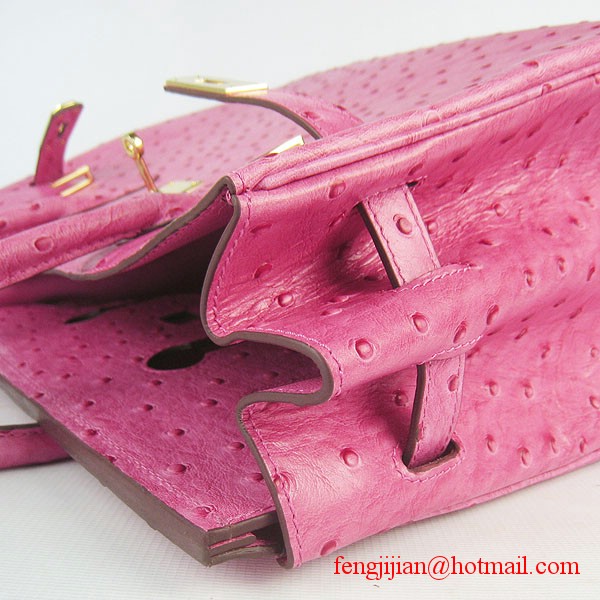 Hermes Birkin 35cm Ostrich Veins Handbag Light Peachblow 6089 Gold Hardware